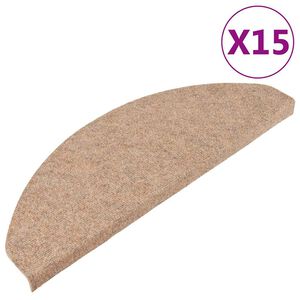 vidaXL Trappstegsmattor sj&auml;lvh&auml;ftande 15 st 65x22,5x3,5 cm beige