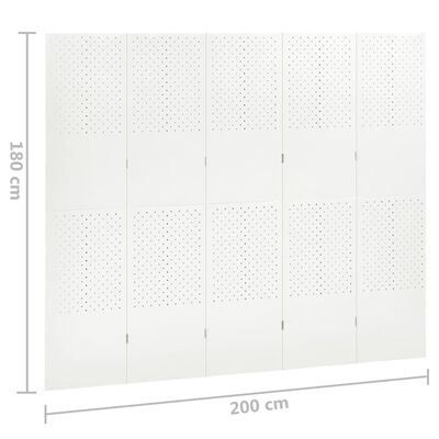 vidaXL Rumsavdelare 5 paneler 2 st vit 200 x 180 cm stål