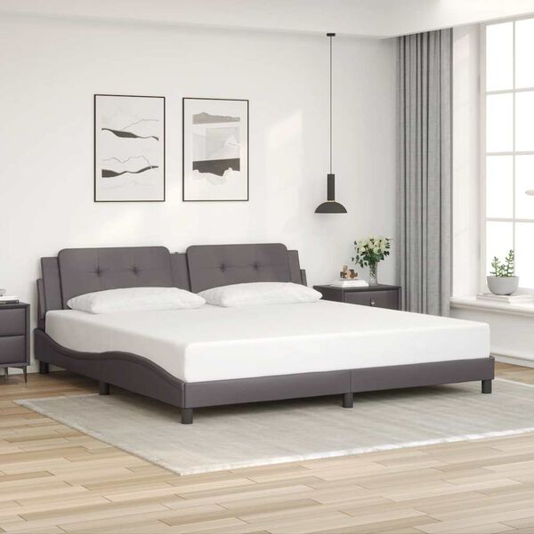 vidaXL Bed Frame without Mattress "Zadar" Grey 200x200 cm Faux Leather