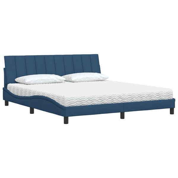 vidaXL Bed with Mattress "Hanko" Blue 180x200 cm Fabric