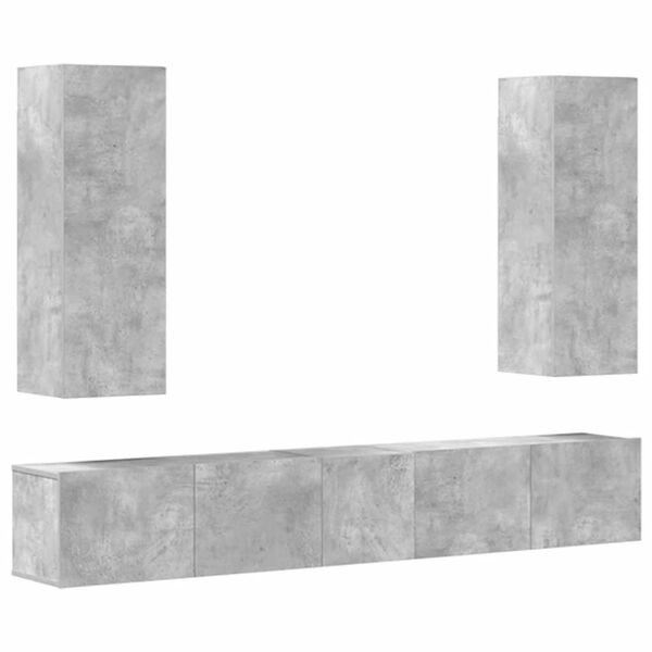 vidaXL Tv-skåp 5 delar betonggrå konstruerat trä