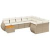 vidaXL Soffgrupp f&ouml;r tr&auml;dg&aring;rd med dynor 10 delar beige konstrotting