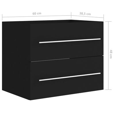 vidaXL Tvättställsskåp svart 60x38,5x48 cm spånskiva