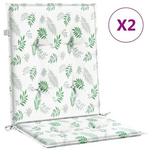 vidaXL Stolsdynor f&ouml;r stolar med l&aring;g rygg 2 st bladm&ouml;nster tyg