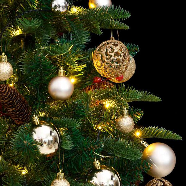 vidaXL Plastgran med g&aring;ngj&auml;rn 150 LEDs & kulor 150 cm