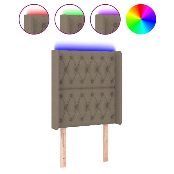 vidaXL S&auml;nggavel LED taupe 83x16x118/128 cm tyg