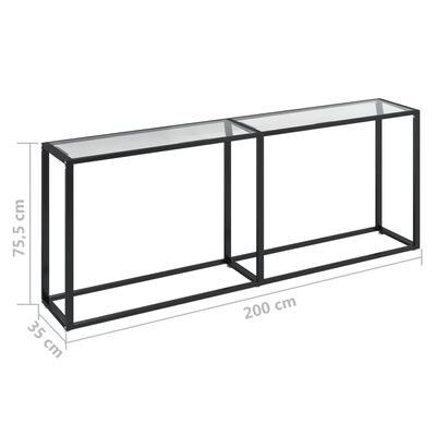 vidaXL Konsolbord transparent 200x35x75,5 cm härdat glas