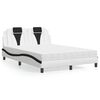 vidaXL Bed "Viana" with Mattress White and Black 140x190 cm Faux Leather