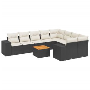 vidaXL Loungegrupp 10 delar med svarta dynor konstrotting