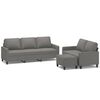 vidaXL Soffgrupp med dynor 3 delar M&ouml;rkgr&aring; tyg