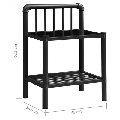 vidaXL Sängbord svart 45x34x62,5 cm metall och glas