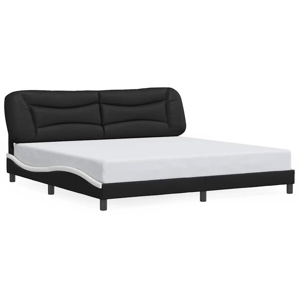 vidaXL Bed Frame without Mattress "Hvar" Black and White 200x200 cm Faux Leather