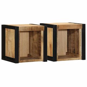 vidaXL S&auml;ngbord 2 st 40x35x40 cm massivt grovt tr&auml; mango