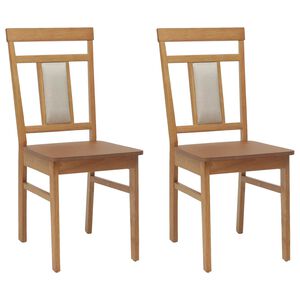 vidaXL Matstol 2 st Massiv Gummitr&auml; Naturf&auml;rg 36 x 44,5 x 91,5 cm