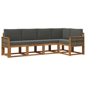 vidaXL Utomhussoffset med kudde 5 pcs Naturlig och Antracit Polyester