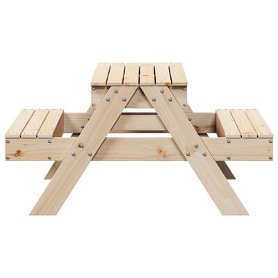 vidaXL Picknickbord med sandlåda för barn massivt furu