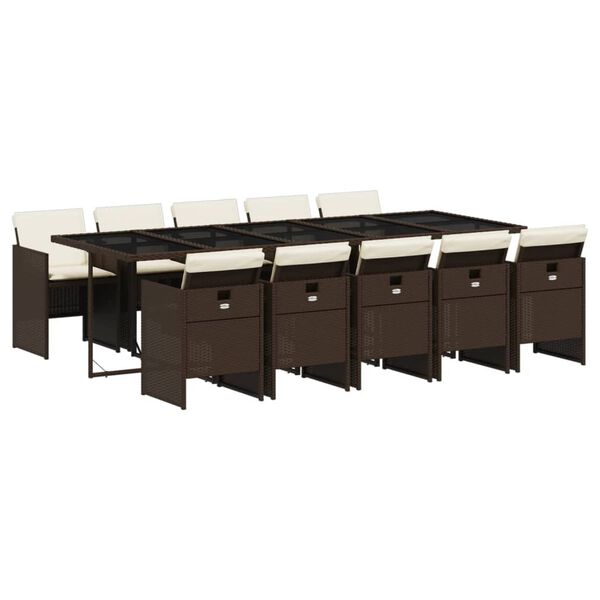 vidaXL Matgrupp f&ouml;r tr&auml;dg&aring;rden 11 delar brun konstrotting