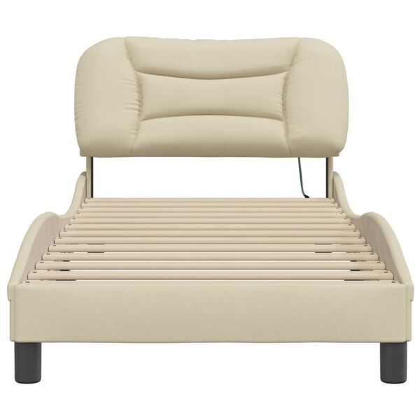 vidaXL Bed Frame without Mattress "Hvar" Cream 90x190 cm Fabric