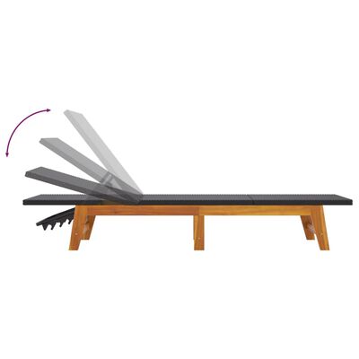 vidaXL Solsäng med bord konstrotting och massivt akaciaträ
