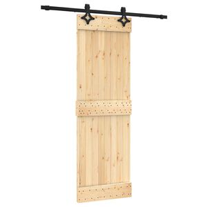 vidaXL Skjutd&ouml;rr Naturlig och svart 70 x 210 cm Massiv furutr&auml;d&ouml;rr