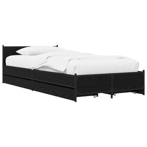 vidaXL S&auml;ngram med huvudgavel Svart ek 80 x 200 cm Konstruerat tr&auml;