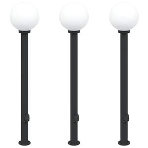 vidaXL Pollare med uttag 3 st 120 cm svart IP44