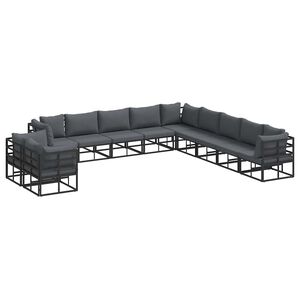 vidaXL Tr&auml;dg&aring;rdsoffset 11 st Svart Aluminium