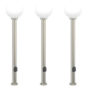 vidaXL Pollare med uttag 3 st 120 cm rostfritt st&aring;l IP44