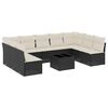 vidaXL Loungegrupp 10 delar med svarta dynor konstrotting