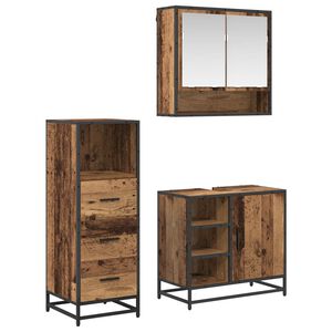 vidaXL Badrumsm&ouml;belset 3 st Gammalt tr&auml; 65 x 33 x 60 cm