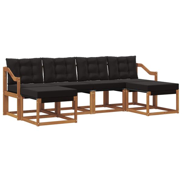 vidaXL Utomhussoffset med kudde 6 pcs Naturlig och svart