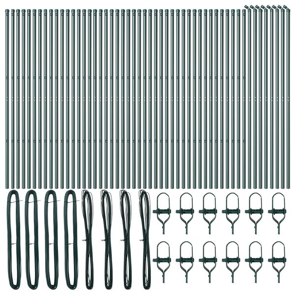 vidaXL Stängselstolpe Övrigt 52 pcs Grön 3,2 x 3,2 x 200 cm Stål