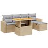 vidaXL Soffgrupp f&ouml;r tr&auml;dg&aring;rden med dynor 6 delar beige konstrotting