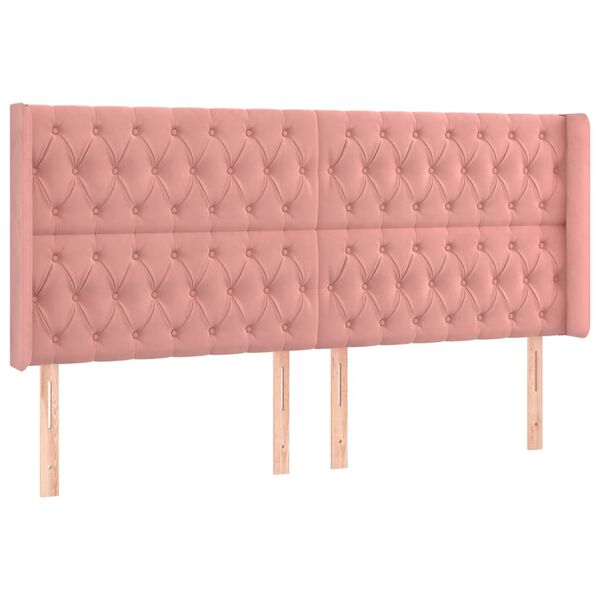 vidaXL S&auml;nggavel med kanter rosa 203x16x118/128 cm sammet