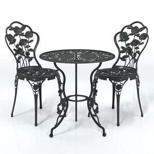 vidaXL Caf&eacute;set 3 delar gjuten aluminium svart