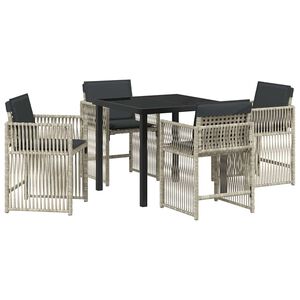 vidaXL Tr&auml;dg&aring;rdsm&ouml;belset 5 pcs Ljusgr&aring; Pulverlackerat st&aring;l