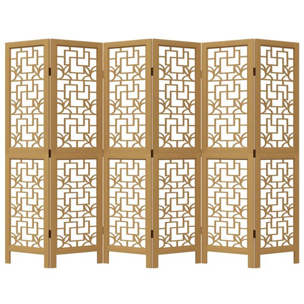 vidaXL Rumsavdelare 6 paneler brun massivt kejsartr&auml;