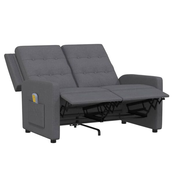 vidaXL Massagefåtölj 2-sits ljusgrå tyg