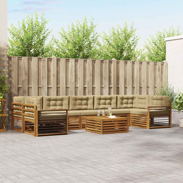 vidaXL Utomhussoffset med kudde 8 pcs Naturlig och Beige