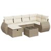 vidaXL Matgrupp f&ouml;r tr&auml;dg&aring;rden med dynor 7 delar beige konstrotting