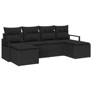 vidaXL Soffset med kudde med lagring 6 pcs Svart konstrotting