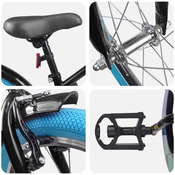 vidaXL Barncykel 20 Tum f&ouml;r 6-11 &aring;r gamla Svart