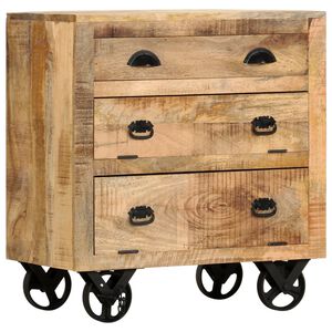 vidaXL Sidokabinett med l&aring;da Brun 70 x 38 x 63 cm massivt mangotr&auml;