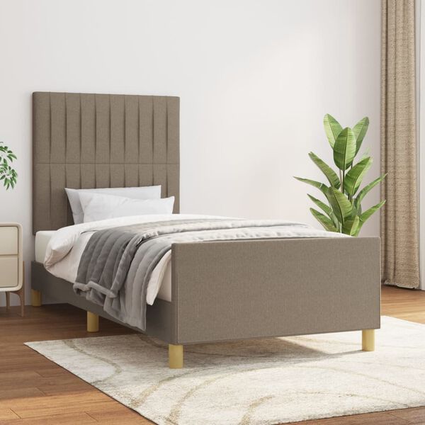 vidaXL S&auml;ngram utan madrass Taupe 90x190 cm tyg
