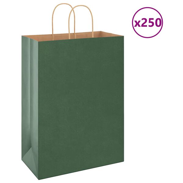 vidaXL Pappersp&aring;sar 250 st med handtag gr&ouml;n 32x17x44 cm