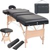 vidaXL Hopf&auml;llbar massageb&auml;nk 3 sektioner och pall 10 cm tjock svart
