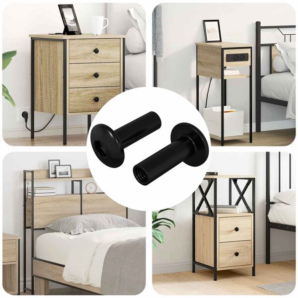 vidaXL Kupplungsmuttrar 2 pcs Svart M4 x 14,5 mm J&auml;rn