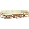 vidaXL Utomhussoffset med kudde 7 pcs Naturlig och Gr&auml;dde