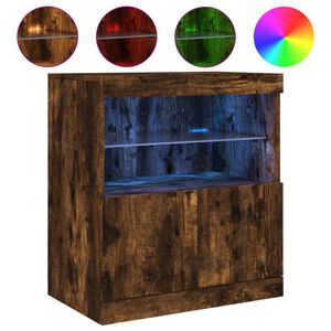 vidaXL Sk&auml;nk med LED-belysning r&ouml;kf&auml;rgad ek 60x37x67 cm