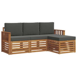 vidaXL Utomhussoffset 4 st 4-sits Naturlig och Antracit